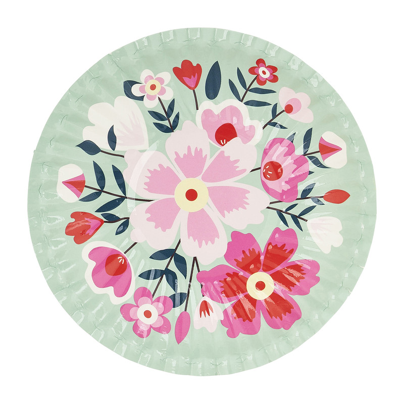 Bord floral - ⌀10 cm - set van 8