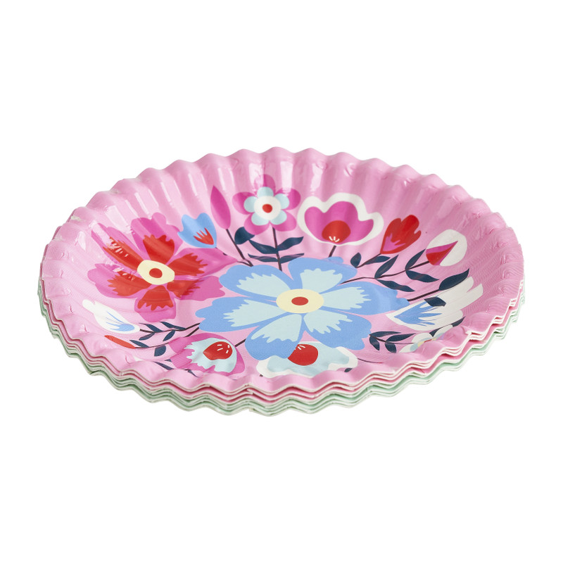Bord floral - ⌀10 cm - set van 8