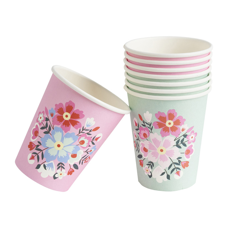 Bekers floral - set van 8