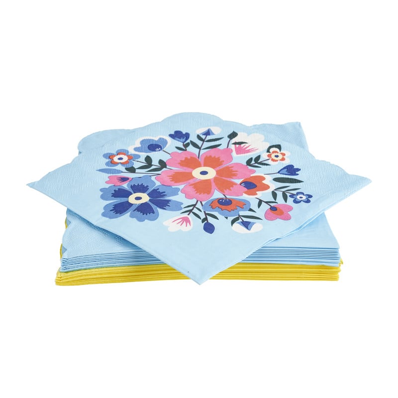 Servetten floral - 16.5x16.5 cm - set van 20