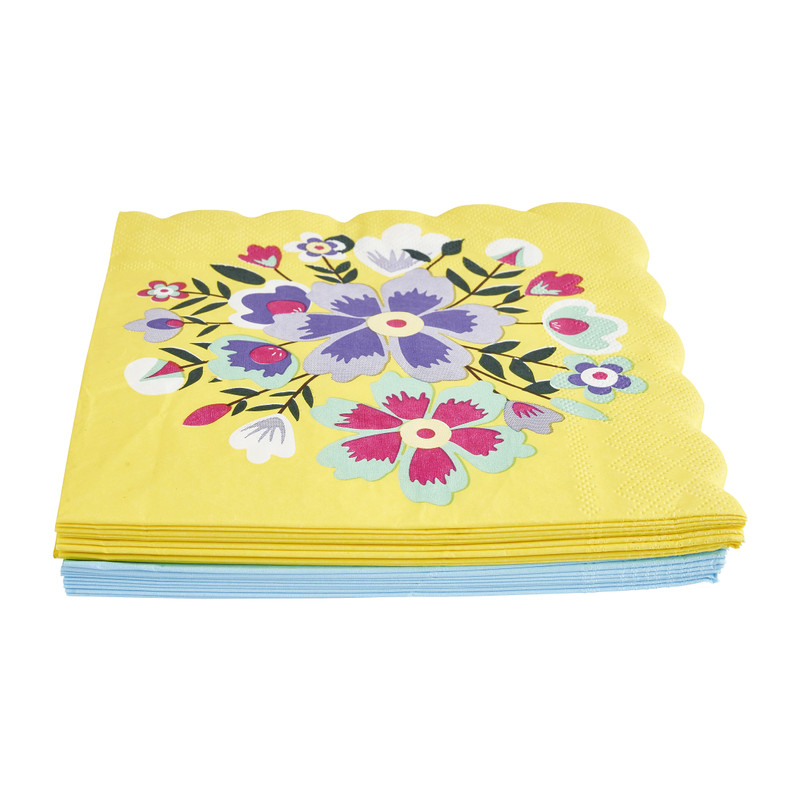 Servetten floral - 16.5x16.5 cm - set van 20