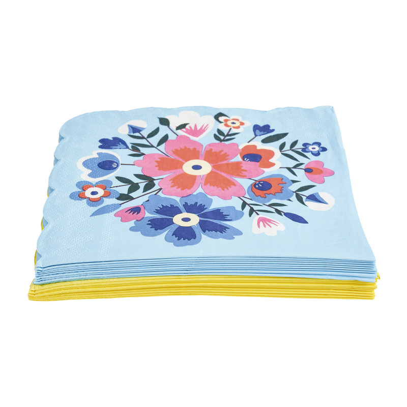 Servetten floral - 16.5x16.5 cm - set van 20