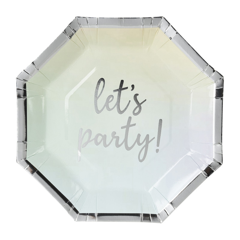 Bordjes Let's party! - ⌀25 cm - set van 8