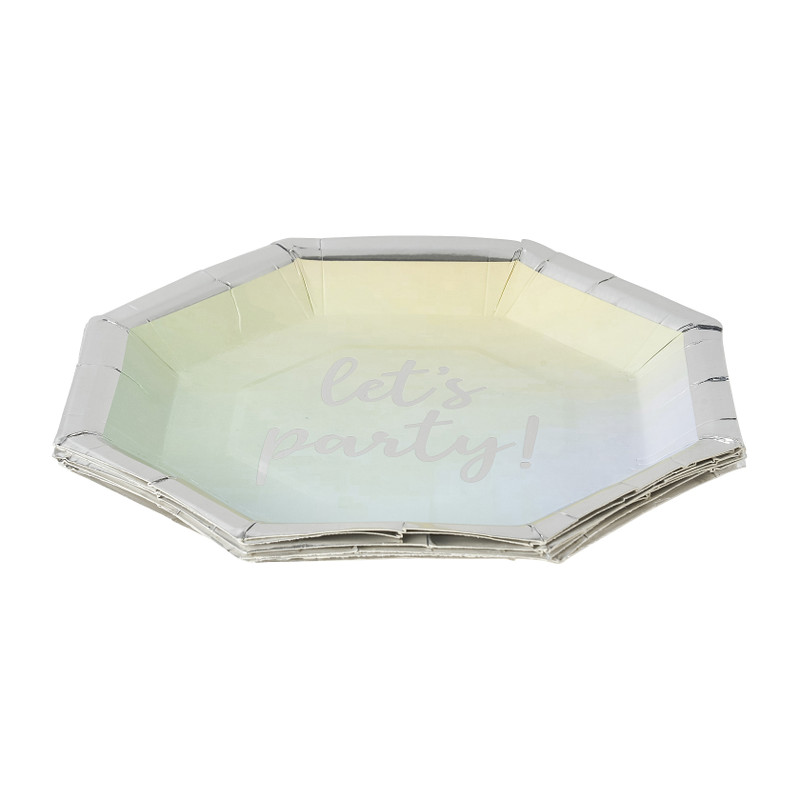 Bordjes Let's party! - ⌀19 cm - set van 8