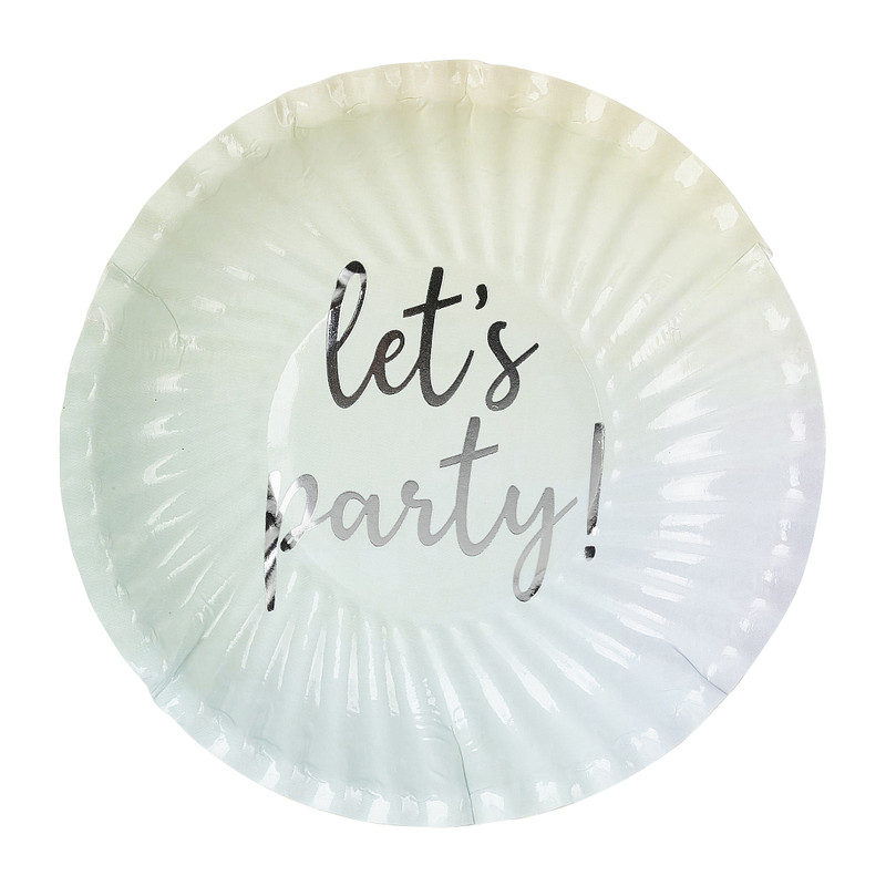 Bordjes Let's party! - ⌀10 cm - set van 8