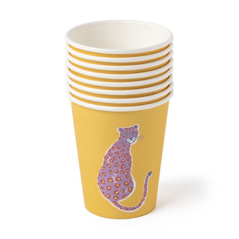 Beker leopard - set van 8