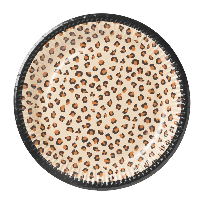 Bord Leopard - set van 8 - ø23 cm