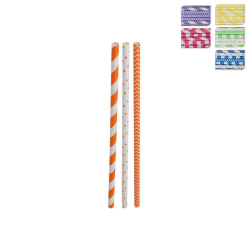 Papieren rietjes - set van 100 - diverse varianten