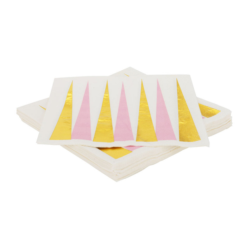 Servetten roze/goud - set van 16