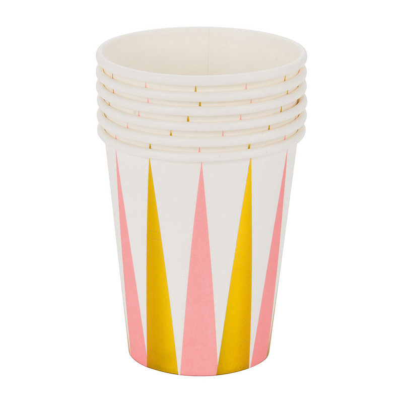 Beker roze/goud - set van 6
