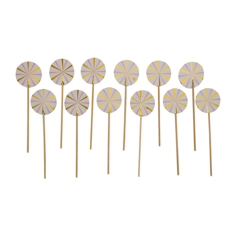 Prikkers roze/goud - set van 12
