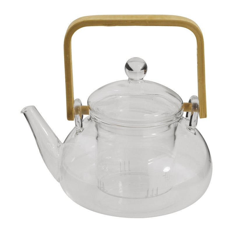 Theepot met filter - 0.5 liter - glas/bamboe