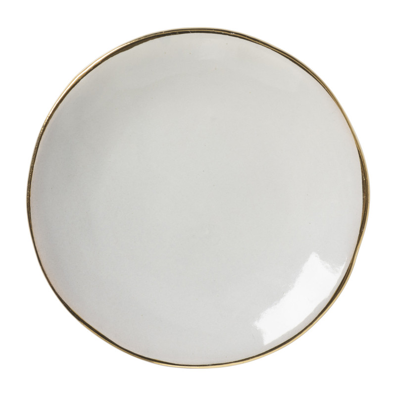 Schoteltje met gouden rand - grijs - ø9 cm 