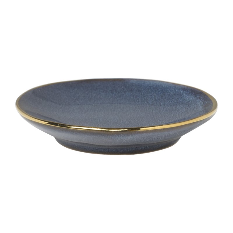 Schoteltje met gouden rand - donkerblauw- ø9 cm 