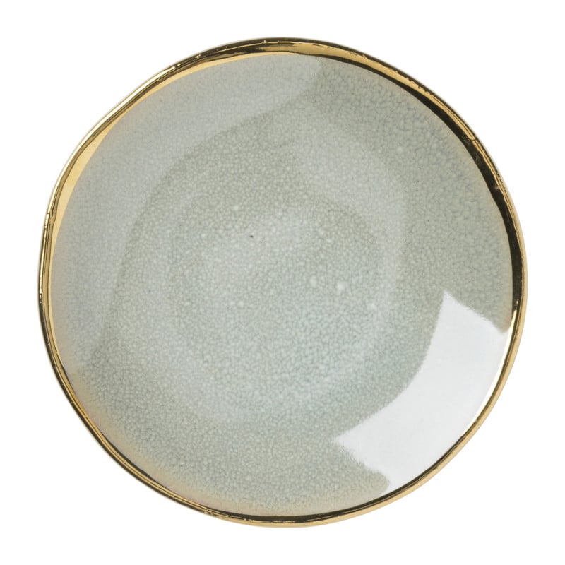 Schoteltje met gouden rand - mintgroen - ø9 cm 