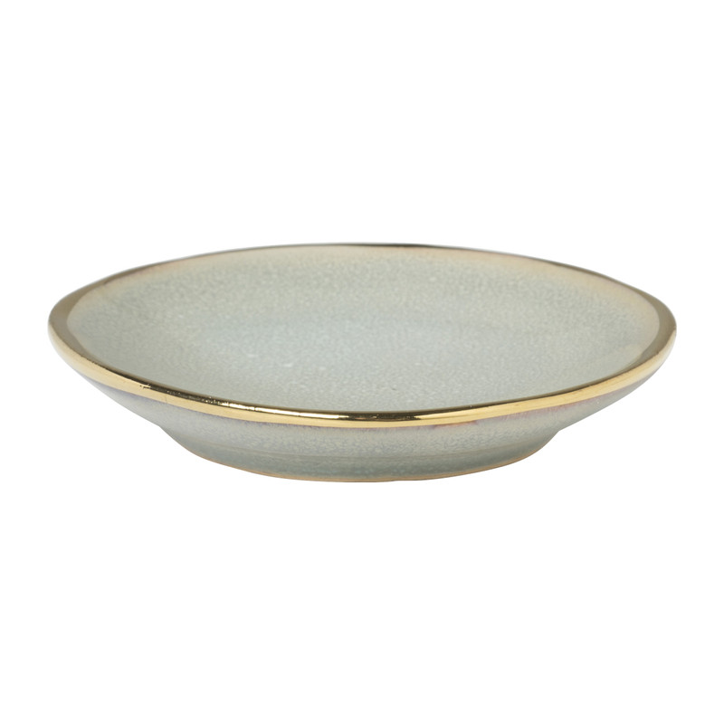Schoteltje met gouden rand - mintgroen - ø9 cm 