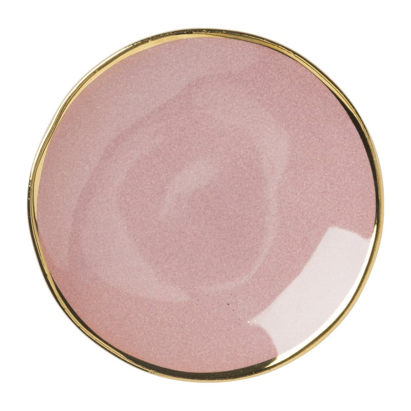 Schoteltje met gouden rand - roze - ø9 cm 