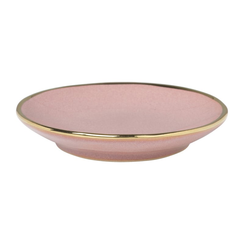 Schoteltje met gouden rand - roze - ø9 cm 