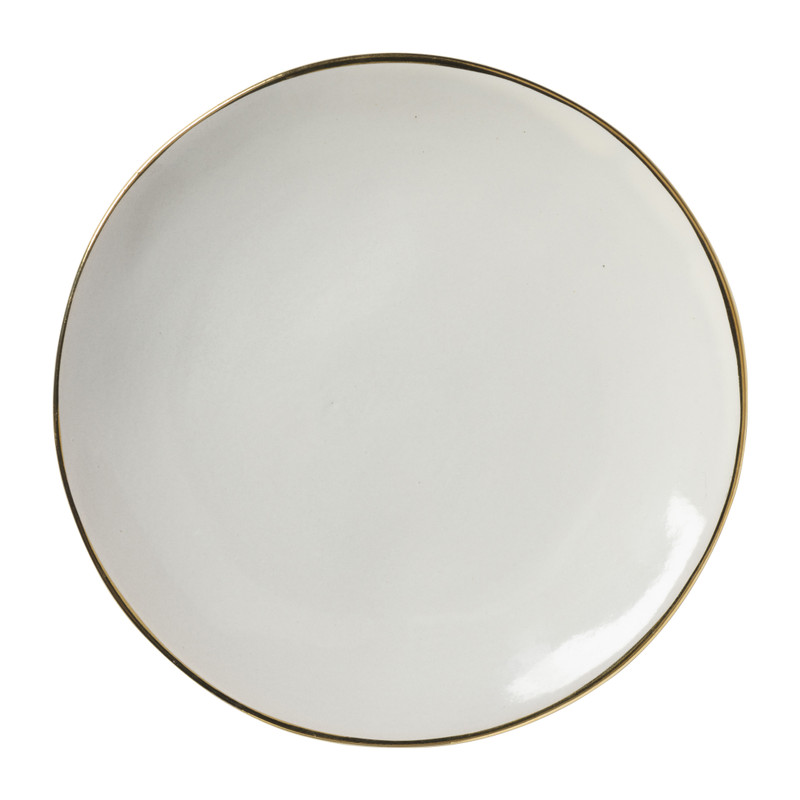 Gebaksbordje met gouden rand - grijs - ø15 cm 