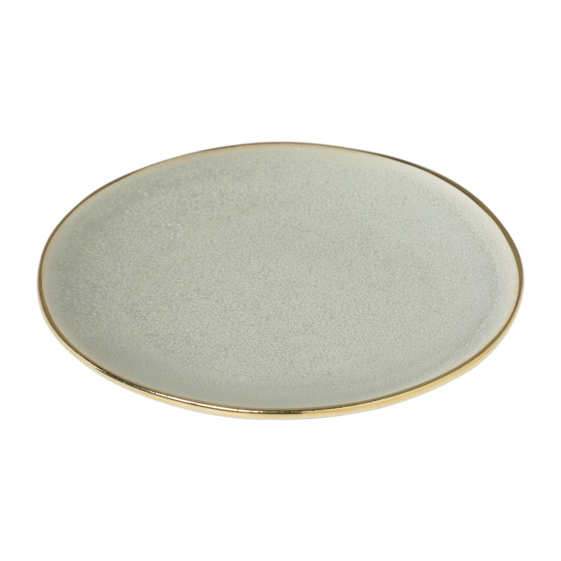 Gebaksbordje met gouden rand - mintgroen - ø15 cm 