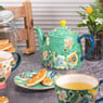 Theepot bloemen - groen/blauw - 750 ml 