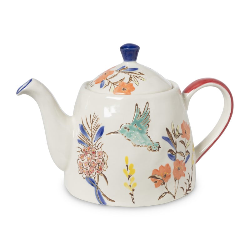 Theepot bloemen en vogel - multikleur - 750 ml 