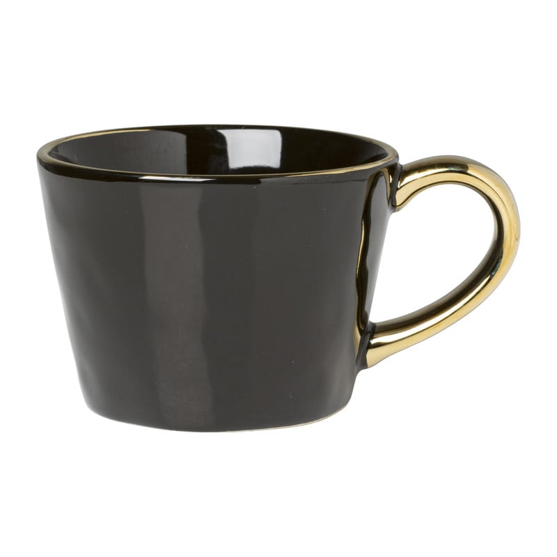 Mok met gouden oor - zwart - 300 ml
