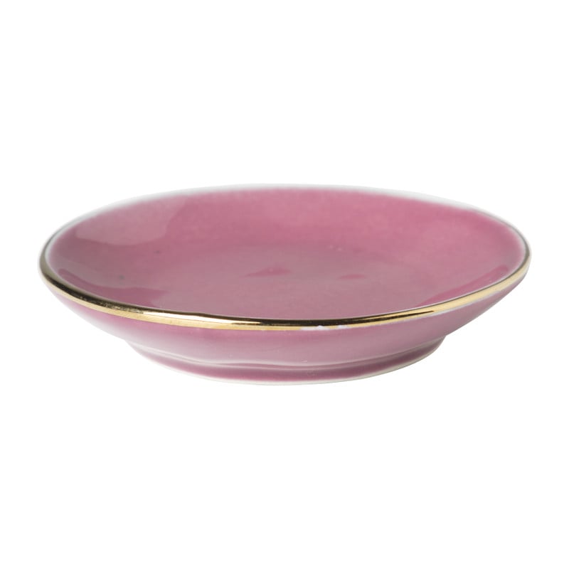 Schoteltje met gouden rand - paars -  ⌀9 cm