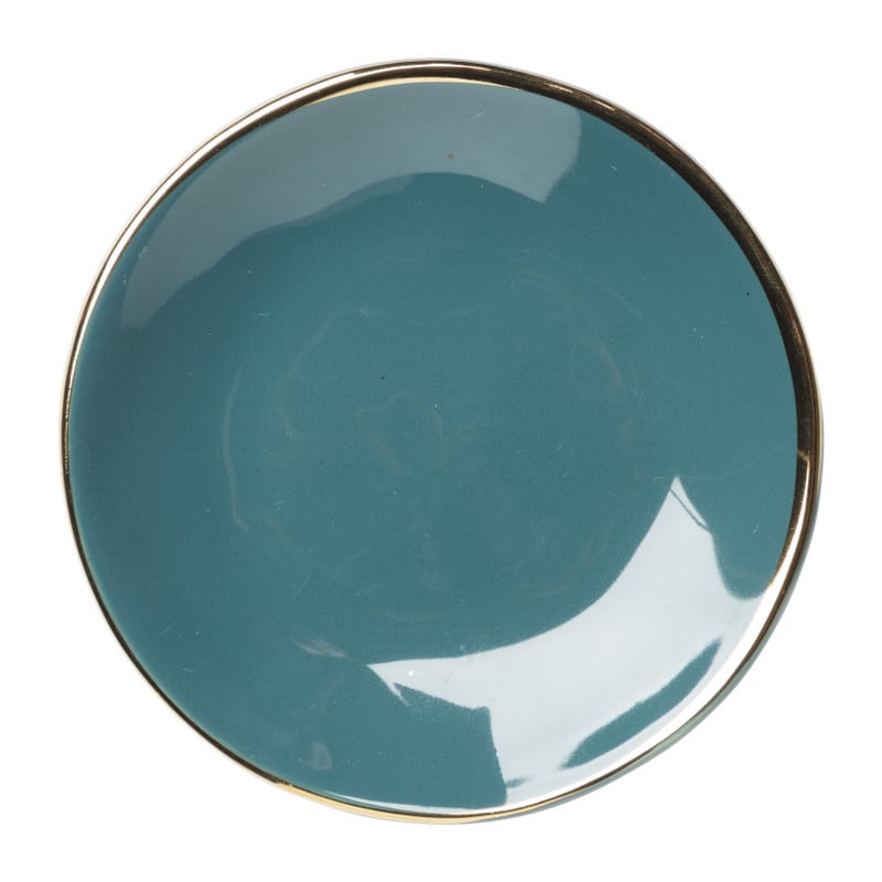 Schoteltje met gouden rand - blauw -  ⌀9 cm