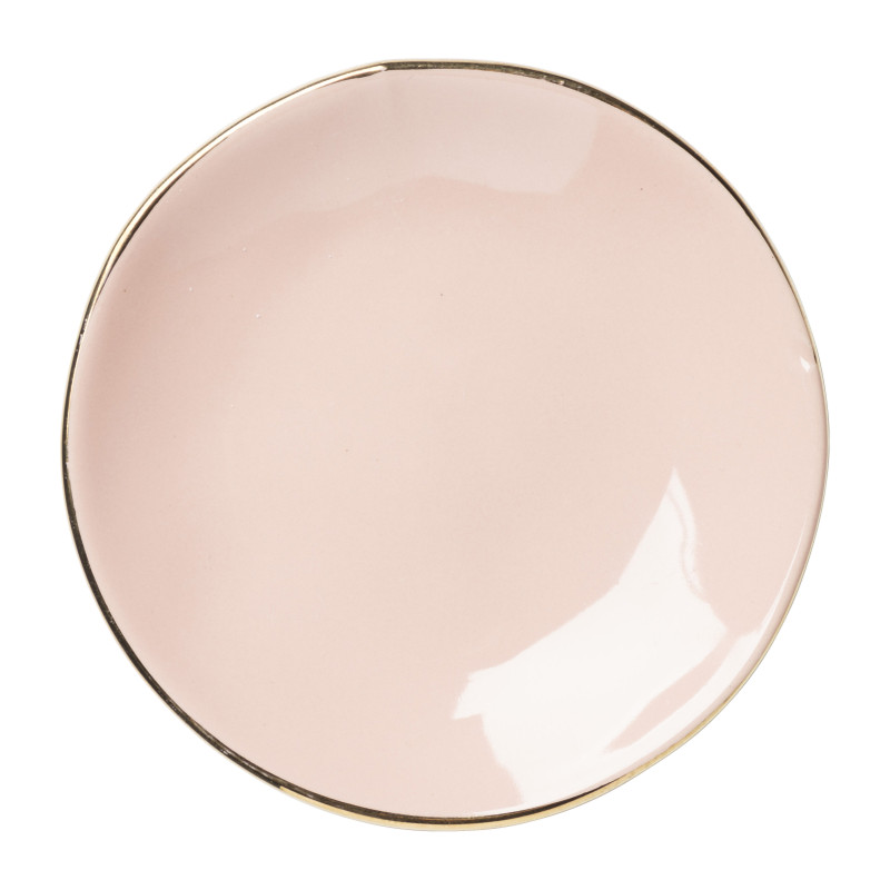 Schoteltje met gouden rand - roze -  ⌀9 cm