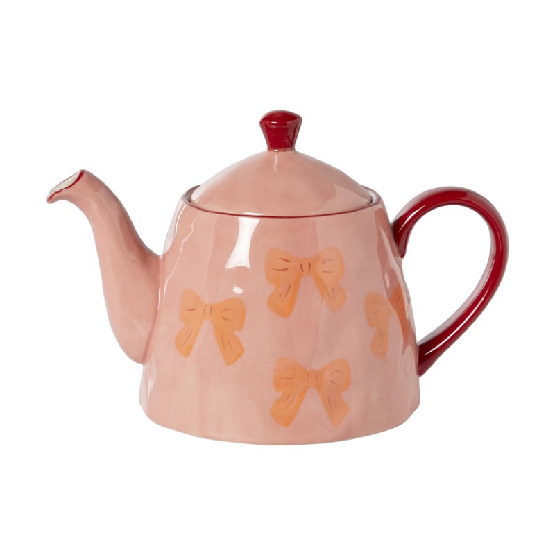 Theepot strikjes - roze/rood - 1 liter