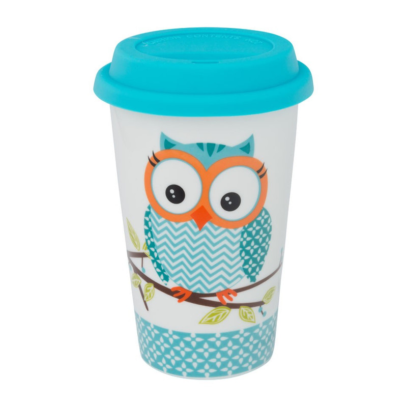 Coffee to go uilen - 35 cl - blauw