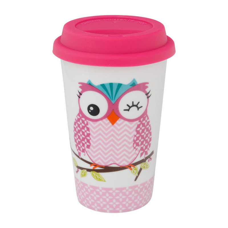 Coffee to go uilen - 35 cl - roze