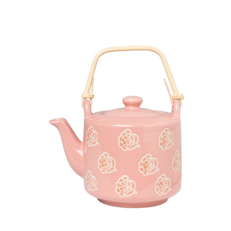 Theepot met bloemen - roze - diverse varianten - 1 liter