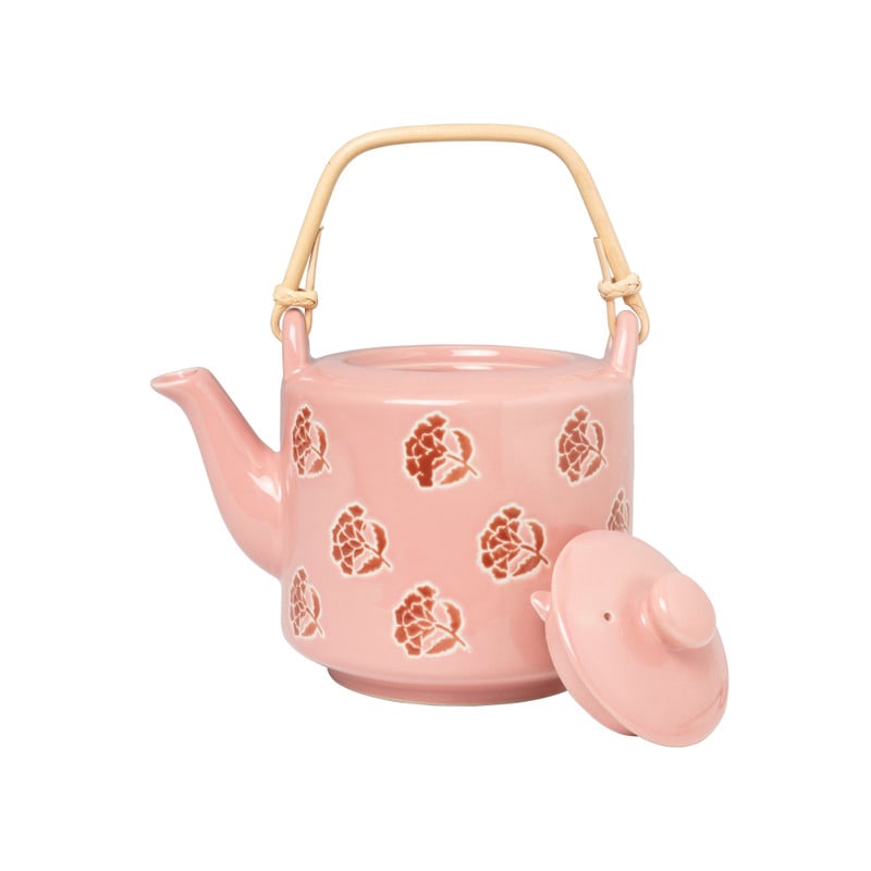 Theepot met bloemen - roze - diverse varianten - 1 liter