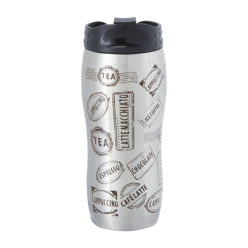 Thermosbeker met decor - 35 cl - zilver