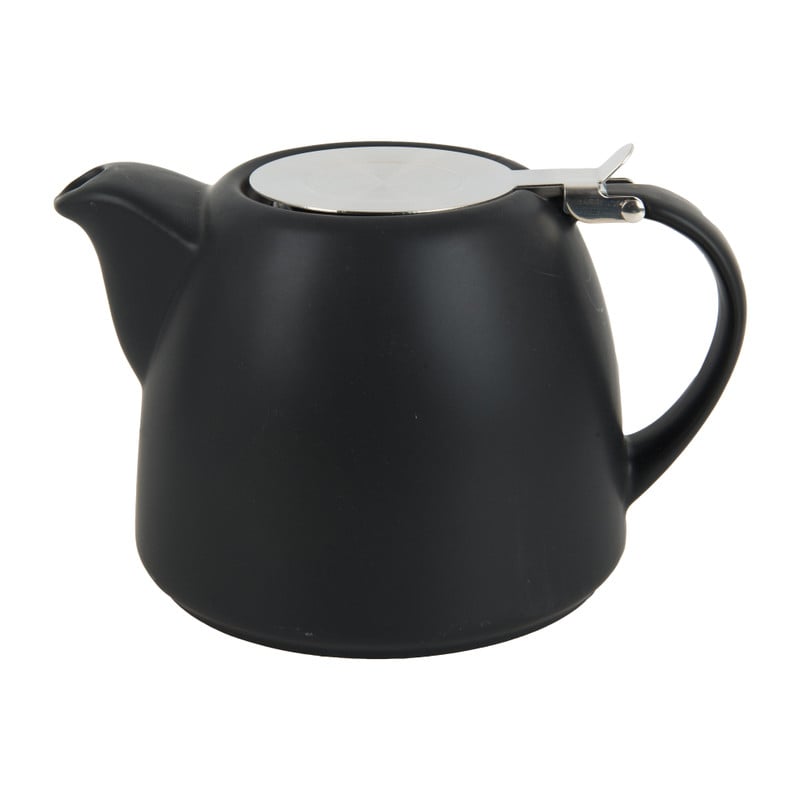 Moderne theepot met filter - zwart - 1 liter