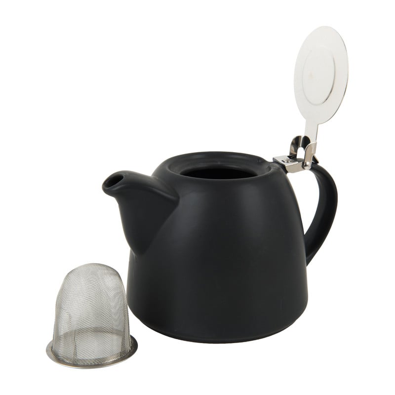 Moderne theepot met filter - zwart - 1 liter