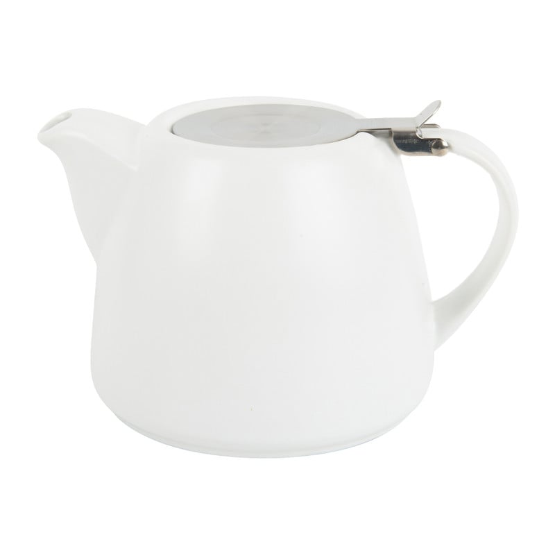 Moderne theepot met filter - wit - 1 liter