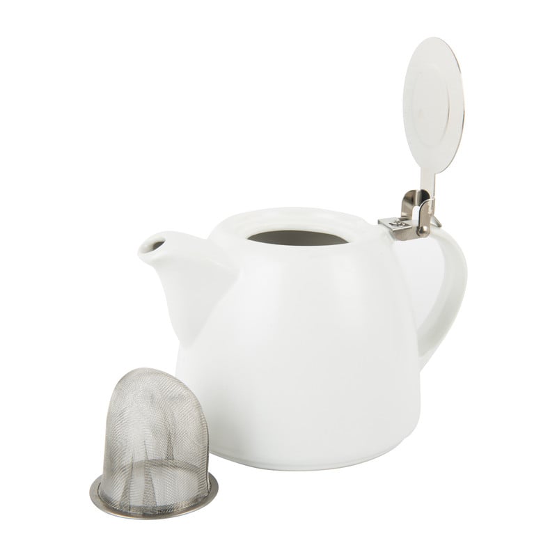Moderne theepot met filter - wit - 1 liter