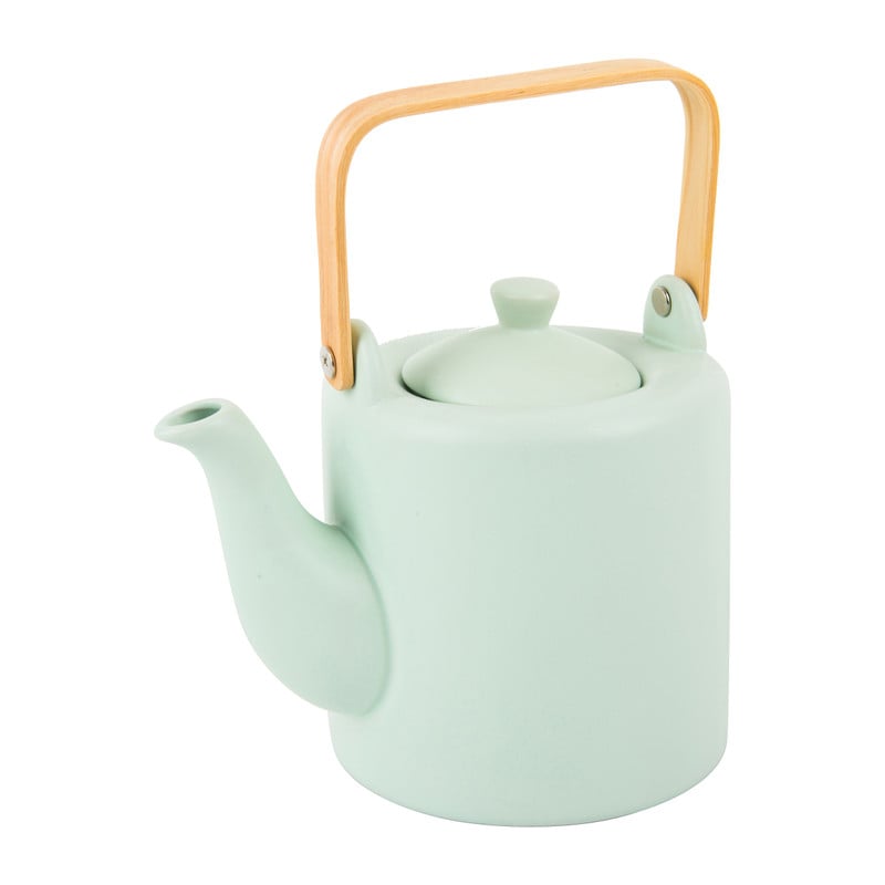 Theepot met bamboe handvat - groen- 1 liter