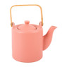 Theepot met bamboe handvat - roze - 1 liter