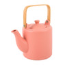 Theepot met bamboe handvat - roze - 1 liter