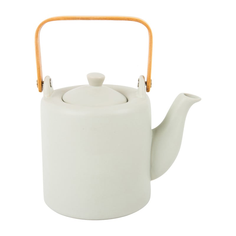 Theepot met bamboe handvat - grijs - 1 liter