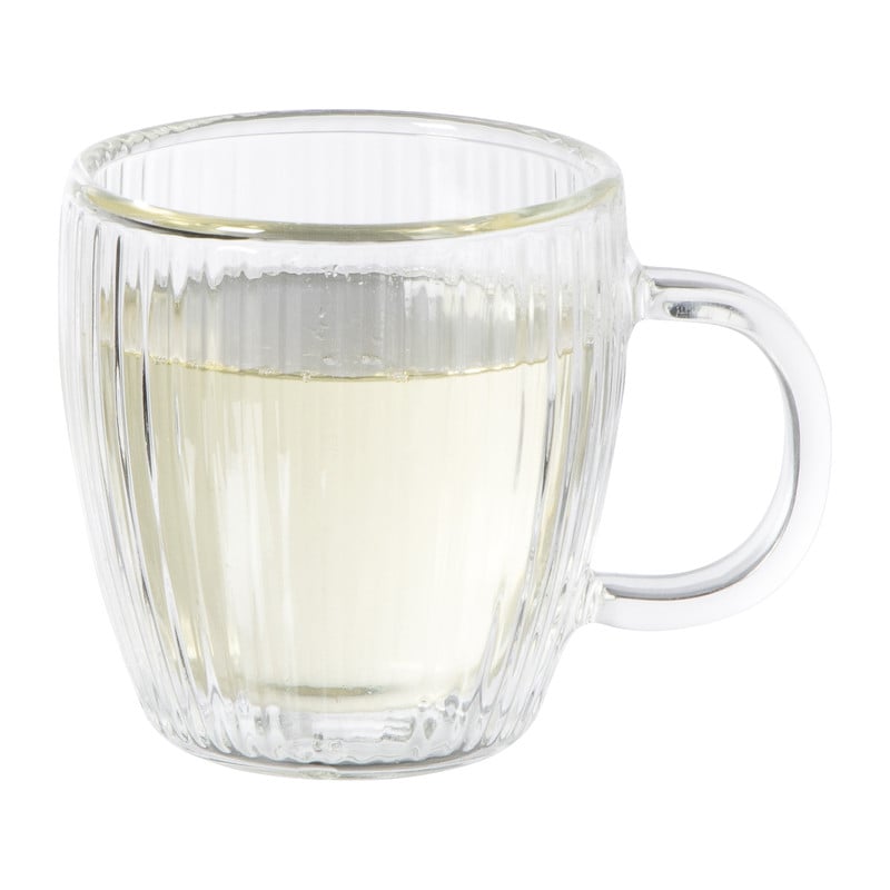 Theeglas dubbelwandig ribbel - ø7.5x8 cm - glas