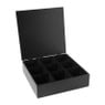 Theebox flowers - zwart - 24x24x7 cm