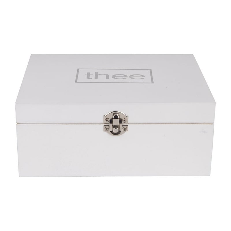 Theedoos Velvet 6-vaks hout wit