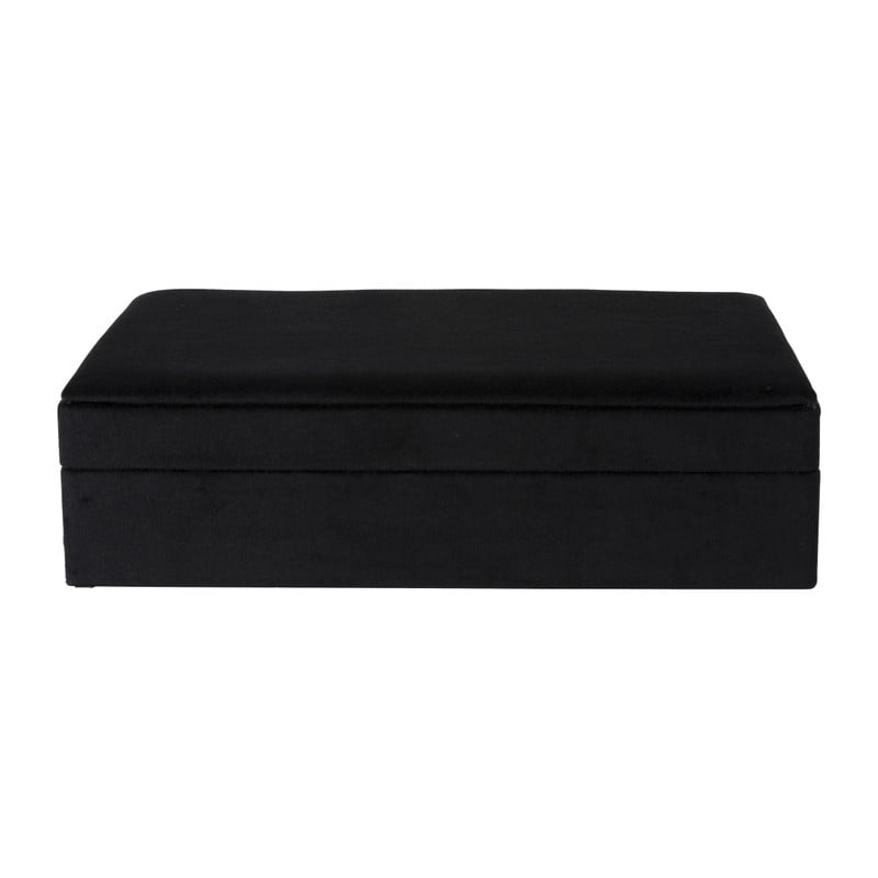 Theedoos fluweel - 24x16.5x7 cm - zwart