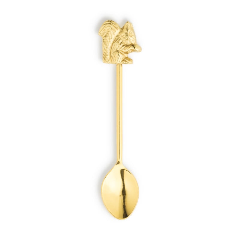 Theelepel eekhoorn - goud - 15 cm