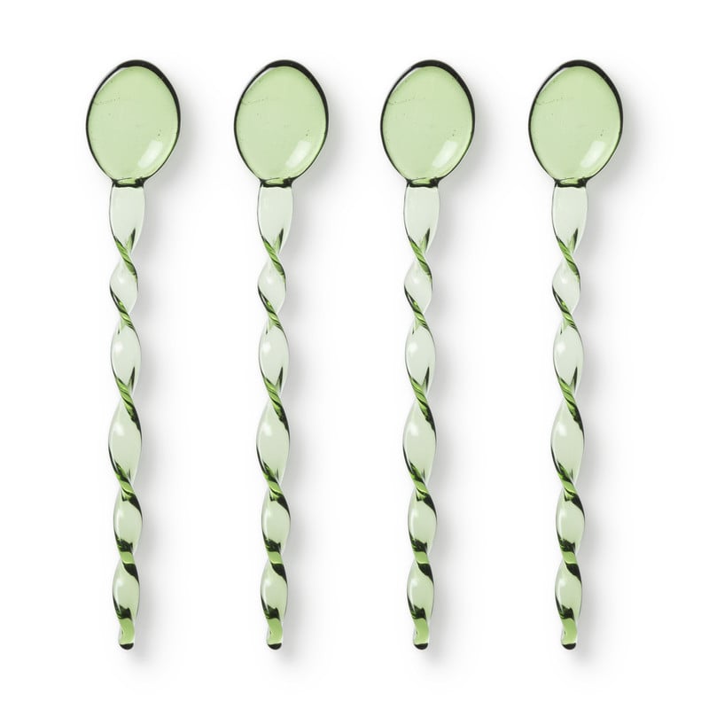 Theelepels groen - glas - set van 4